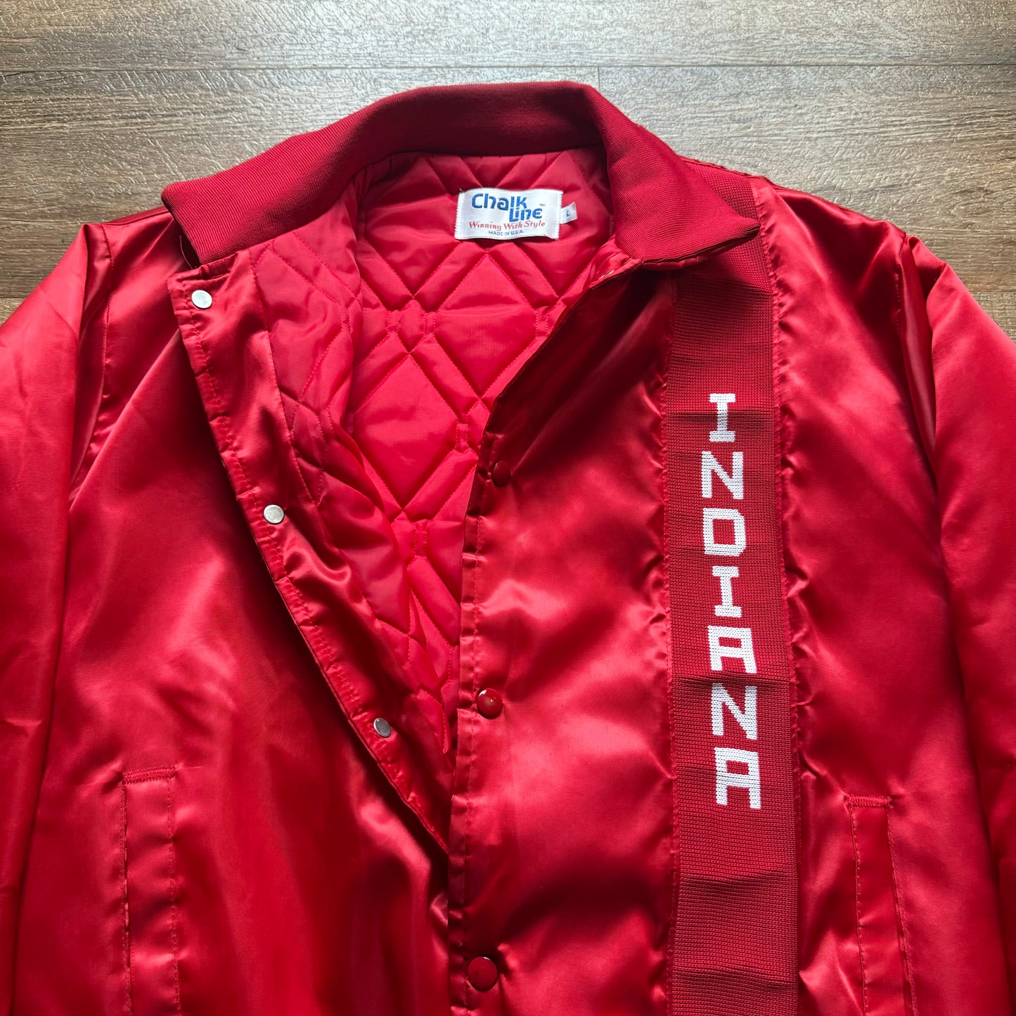 Chalk Line Satin Jacket Vertical Spell-out