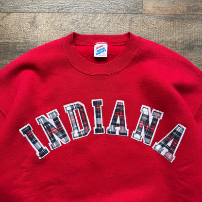 Indiana Plaid Embroidered Crewneck Sweatshirt